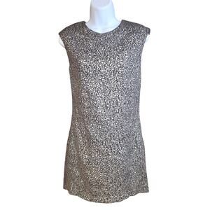 Twelfth Street by Cynthia Vincent Brown Silver Shift MIni Dress Small P